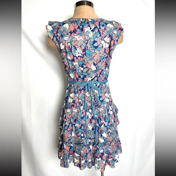 MARC by MARC JACOBS Y2K 100% Cotton Floral Ruffle Tiered Tie Back Mini Dress 6 - Picture 6 of 9